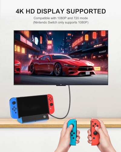 iPLYGAM Switch1 TV Dock with 1000Mbps Ethernet LAN Port/4K HDMI Port, Portable Switch Docking Station for Nintendo Switch/Switch OLED, Replacement Official Switch Dock Base Stand (NO Cable Included) - Image 5
