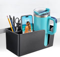 OOKUU 3-in-1 Desk Organizer - Large Desk Cup Holder Clamp, Pencil Holder and Phone Stand - Detachable Anti-Spill Table Cup Holder, Office & PC Gaming Desk Accessories for Cup, Phone and Pen (Black) by OOKUU