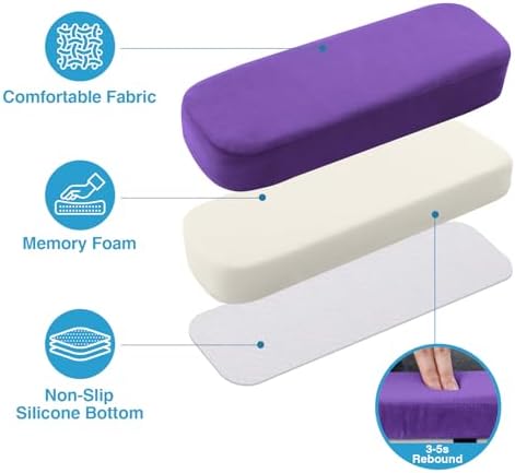Smiry Memory Foam Office Chair Armrest Pads, Non-Slip Armrest Cushion | Ergonomic Arm Rest Pads with Adjustable Buckles and Straps, Elbow Relief for Desk, Gaming & Wheelchair, Purple, Set of 2 - Image 3