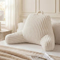 Blissful Diary Reading Pillow for Sitting in Bed, Flannel Back Pillow Bed Sitting Up for Adult & Children, Backrest Cushion for Sit Up in Couch or Floor, Dorm Essentials, Cream White by BlissfulDiary