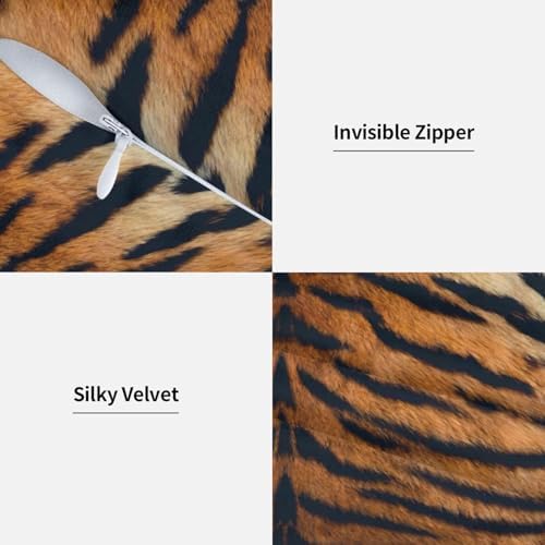 Pillowcase Set of 2 Tiger Animal Texture Throw Pillow Covers Shells for Couch Office Bedroom Home Decoration, 18"X18" - Image 3