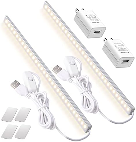 DWEPTU 2Pack LED Under Cabinet Light LED Light Bar with USB Powered Under Cabinet Lights for Closet Light Bar Under Counter Lighting Work Tables Student Dormitory (Include AC Plug) by DWEPTU