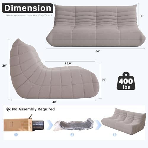 WHGBJA Oversized Bean Bag Chair for Adults with Memory Foam 3 Seater Couch | Floor Sofa Couch for Gaming, Reading, Bedroom, Living Room, Comfy, Boneless, Ergonomic - Image 2