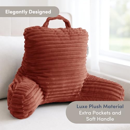 Nestl Reading Pillow for Kids & Teens with Shredded Memory Foam, Luxe Cut Plush Backrest Pillows for Reading and Gaming, For use on Couch, Bed, Floor, Adjustable Support with Washable Cover Misty Rose - Image 2