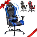 ECOTOUGE Ergonomic PC Gaming Massage Recliner Chair | Racing PU Leather, Swivel Rocker, Headrest, Lumbar Pillow, Desk Chair, Adjustable Height, Sturdy Base, Black & Blue by ECOTOUGE
