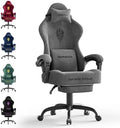 Ferghana Velvet Fabric Gaming Chair - 20.5″ Wider Seat Cushion, Fire Embroidery, Ergonomic High Back Game Chair with Footrest | Computer Chair with Massage Lumbar Support for Adult, Gray by FerghanaGamingChair