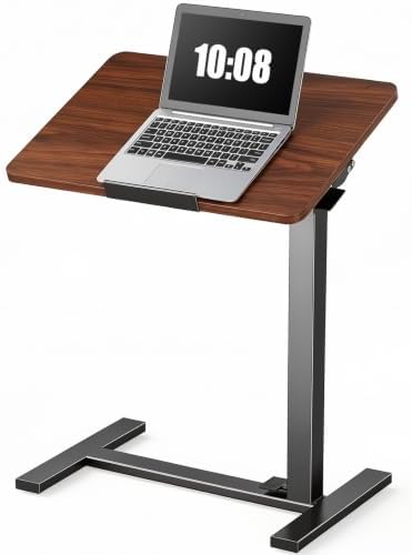 DUMOS Overbed Table with Wheels, Height-Adjustable Bedside Table, Brown by DumosLifestyle