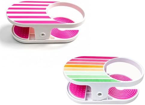 Clip On Drink Holder for Beach Chair, Table, Desk & Couch,Portable Cup Holder Clip with Side Opening for Stemless Wine Glasses, Tumblers, Clamp on Cup Holder for Outdoor, Camping, Patio (Multicolor-B) by NEKSKA
