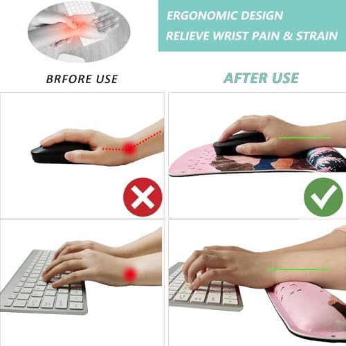 Keyboard Wrist Rest Pad Mouse Pad with Wrist Support Set of 3, Gaming Mousepad with Non-Slip Rubber Base, Ergonomic Memory Foam Mouse Cushion Support for Home Office Laptop Computer, Sunrise - Image 2