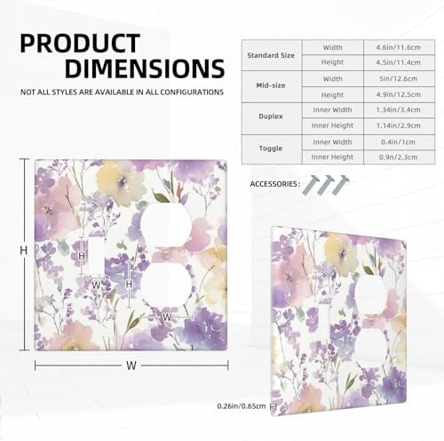 Decorative Outlet Covers Purple Floral Watercolor Wildflower 2 Gang Combination 1 Toggle/1 Duplex Light Switch Cover Gfci Wall Plate Electrical Receptacle Switchplate for Bedroom Decor - Image 5