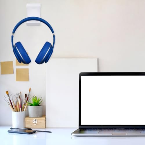 DOITOOL 2 Pcs Acrylic Headphone Holder Desk Hook for Over-Ear Headset Stand Hanger White Punch-Free Under Desk Mount Organizer for Home Office - Image 4