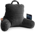 Nestl Reading Pillow for Kids & Teens with Shredded Memory Foam, Luxe Cut Plush Backrest Pillows for Reading and Gaming, for use on Couch, Bed, Floor, Adjustable Support with Washable Cover Dark Grey by Nestl