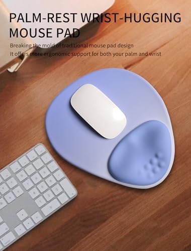 Palm-Rest and Wrist-Hugging Mouse Pad Wrist Rest, Ergonomic Wrist Support with Curve Fitting Cushioned Memory Foam for Carpal Tunnel Pain Relief, 9.9 x 8.3 Inch, Purple Ombre - Image 2