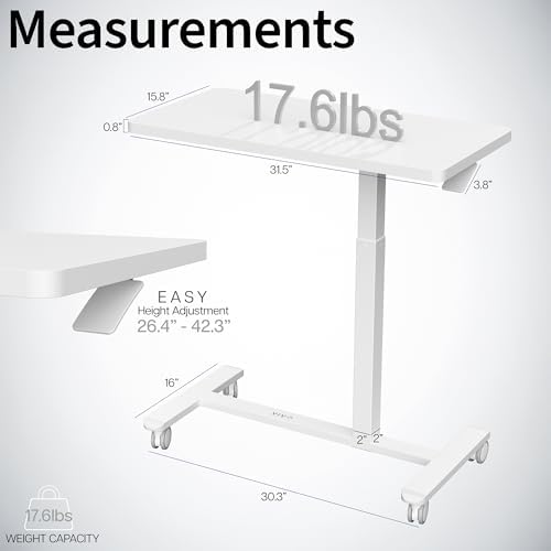VIVO White Mobile 32 x 16 inch Over Couch Laptop Table, CART-V02L-W - Image 3