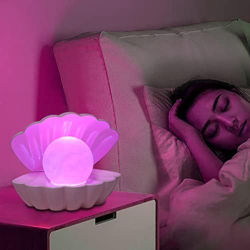 LKUA Shell Pearl Beach Themed Night Light, RGB 8 Colors Changing Mood Shell Pearl Lamps, Bedside LED Clamshell Portable Night Lights for Bar (Pink) - Image 5