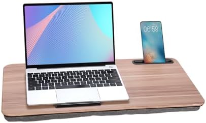 Portable Laptop Desk Fits Up to 16“ Laptops, with Tablet Slot, Built-in Cushion, Great for Home & Office,Lap Desk with Cushion (Warm Brown, Large) by YUELAKE