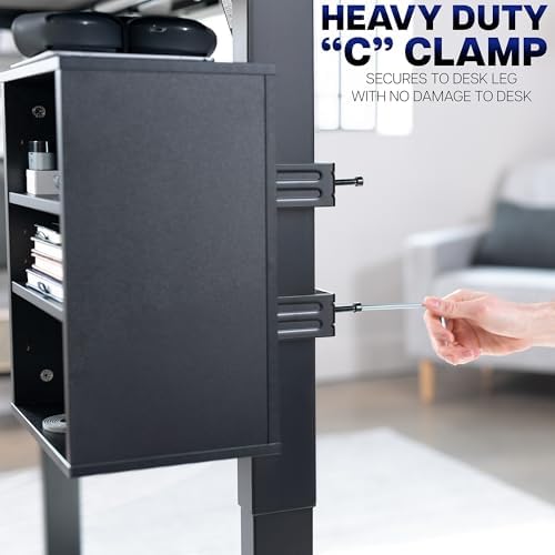 VIVO Black Clamp-on Desk Leg Shelving Unit, Storage Shelves, DESK-SHELF3CL - Image 4