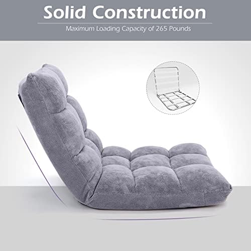COSTWAY Floor Chair, Video Gaming Chairs with Back Support, Grey - Image 4