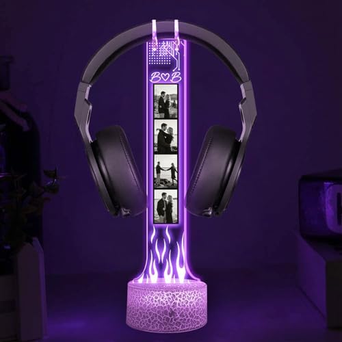 Custom Couple Photo Headphone Holder, Personalized Led Headphone, Headset Holder Gift for Him, Valentine's Day Gifts for Couple, Custom Gift for Gamers, Boyfriend Gifts, Couple Photo - Image 7