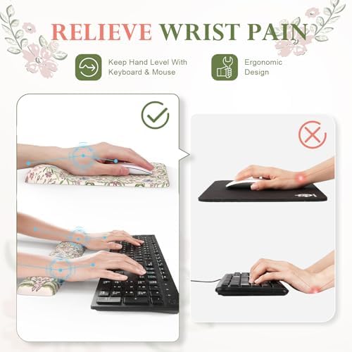 iLeadon Purple Desk Mat Set, Soft Long Floral Mouse Pad Wrist Support - Image 3