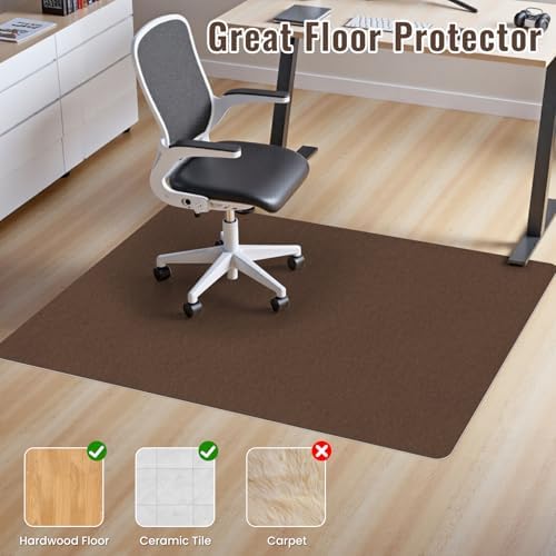 Sycoodeal Office Chair Mat for Hardwood Floor,Slip Resistant Floor Mat for Office Computer Gaming Chair,Heavy Duty Floor Protector for Rolling Chairs,Easy to Clean,Coffee(48"x60") - Image 5