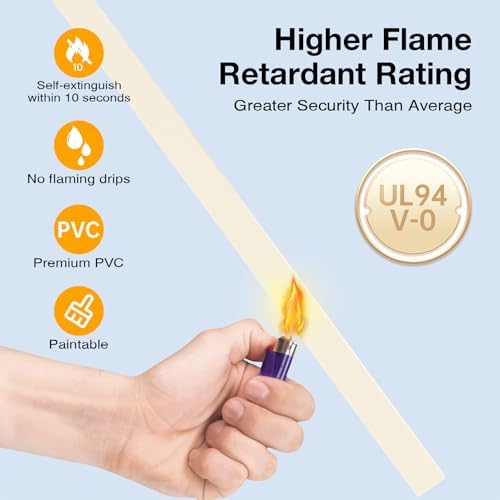 Delamu 157in Cord Covers for Wires on Wall, Cord Hider for 1 Cord, Paintable Cable Hider, Cable Management Wire Covers for Cords, L15.7 W0.55 H0.4in, Beige - Image 3