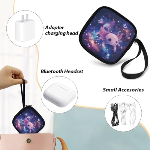 Starry Night Axolotl Lightweight Headphone Storage Bag, Portable Headset Carrying Pouch Headphone Case Bag Soft Travel Pouch for Ear Headphones/Neckband Earbuds - Image 6