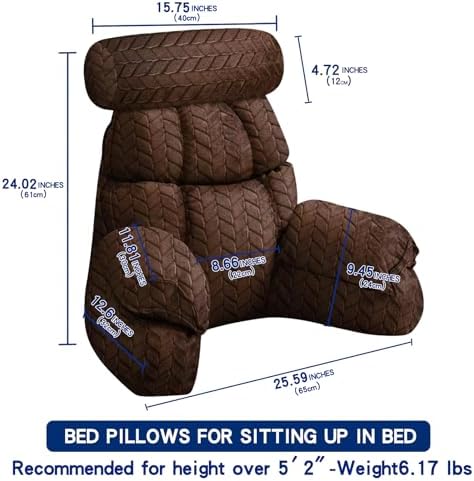FXXUDVNIIN Back Pillow for Bed Sitting up – with 9.4" Armrest - Image 2