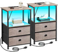 LOAKEKEL Nightstands Set of 2, LED Night Stand with Charging Station by LOAKEKEL