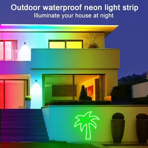 segrass 50ft Neon Rope Light, 24V RGB LED Strip Lights, Multi-Color, Music Sync, Dimmable, Remote/APP Control, Flexible DIY Design for Bedroom Indoor Outdoor - Image 4