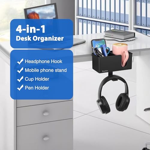 Rosyline 3-in-1 Clip-on Cup Holder for Desk with Desktop Organizer - Image 2