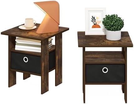 Furinno Andrey Set of 2 Square Side Table, End Table, Amber Pine - Image 4