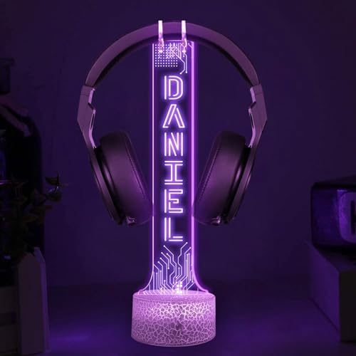 Personalized LED Headphone Holder with RGB Lights, Custom Gamer Desk Organizer, Headset Display Stand for Gaming Setup, Christmas or Birthday Gift for Boyfriend, Teen Gamer or Streamer - Image 4