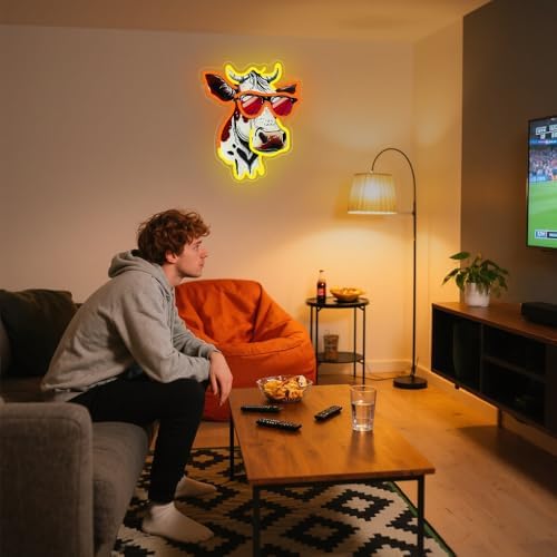 Cow Neon Sign, Cute Anime Cow Neon Signs for Wall Decor,Cartoon LED Neon Light Sign for Bedroom Decor, Living Room, Kids Room, Bar, Best Birthday Gifts for Boys And Girls - Image 6