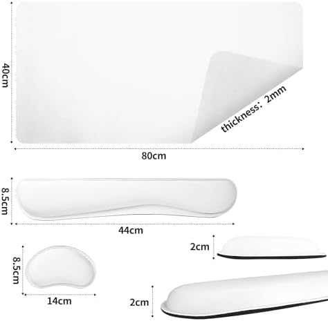Bloss Leather Desk Pad and Keyboard Wrist Rest, Large Mouse Pad + Keyboard Pad+Mouse Wrist Support, Non-Slip Desk Mat Protector for Office, Home(31.5×15.7 Inches,White) - Image 3