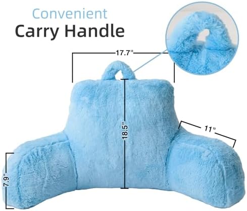 A Nice Night Babyblue Reading Pillow, 18.5" Bed Wedge Pillows with Arms - Image 2