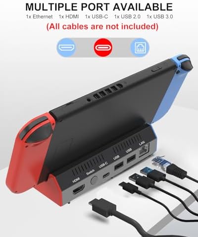 iPLYGAM Switch1 TV Dock with 1000Mbps Ethernet LAN Port/4K HDMI Port, Portable Switch Docking Station for Nintendo Switch/Switch OLED, Replacement Official Switch Dock Base Stand (NO Cable Included) - Image 4