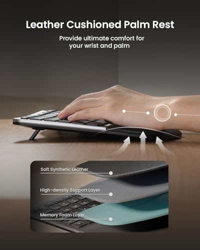 ProtoArc EKM01 Plus Wireless Ergonomic Keyboard Mouse Combo - Gray Black - Image 3