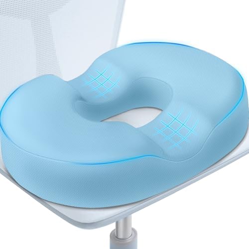 BlissTrends Donut Pillow Seat Cushion, Memory Foam Lifting Cushions | Donut Chair Cushions for Postpartum Pregnancy&Hemorrhoids,Tailbone Pain Relief, for Office&Home Chairs(XX-Large, Light Blue) by BlissTrends