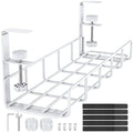 Under Desk Cable Management Tray No Drill Steel Tray White by REFLYING