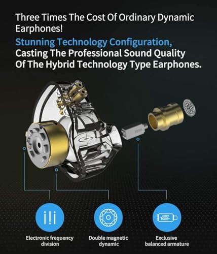 KZ ZSN Pro Dual Drivers 1BA 1DD in Ear Earphones HiFi Power Bass Earbuds Headphones High Clarity Sound Wired Earphones with Detachable Cable for Audiophile Musician - Image 5