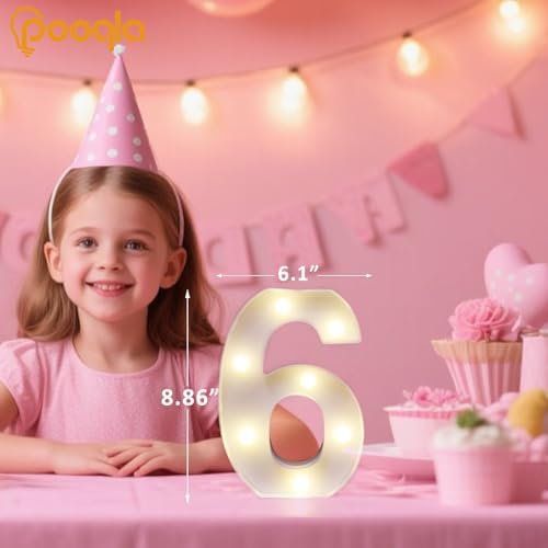 Pooqla Colorful Lighted Numbers with Remote, 35 Colors Light Up Numbers for Party, RGB LED Marquee Number Lights Gift for 6th Birthday Decorations, Wedding, Bar, Night Light, Home Decor, Number 6 - Image 5