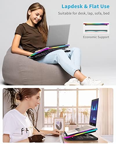 Laptop Cooling Pad, KeiBn RGB Laptop Cooler for 15.6-17.3 Inch Laptops, with 10 Modes Lights | 6 Fans | 7 Height Stands | 2 USB Ports | Desk or Lap Use (A8/Purple) - Image 6