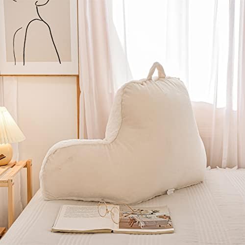 A Nice Night Faux Fur Reading Pillow Bed Wedge Large Adult Children Backrest with Arms Back Support for Sitting Up in Bed/Couch for Bedrest,Ivory (Pack of 2) - Image 6