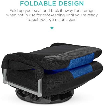 Best Choice Products Swivel Gaming Chair 360 Degree Multipurpose Floor Chair Rocker for TV, Reading, Playing Video Games w/Lumbar Support, Armrest Handles, Adjustable Foldable Backrest - Black/Blue - Image 5