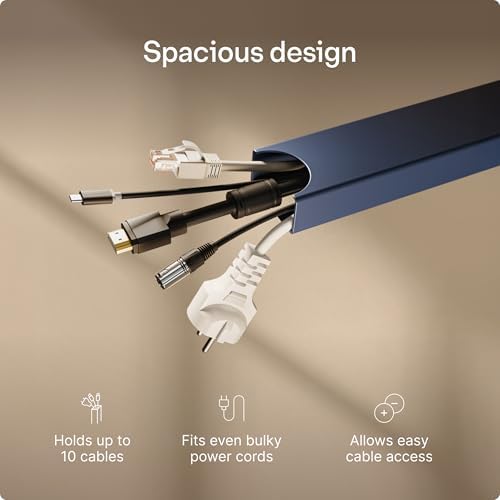 Desktronic Magnetic Cable Management Tray — No Drill Under Desk Cord Organizer, Holds 10 Cables, Reinforced Steel Cable Holder for Home Office, Gaming Setup & Sit-Stand Desks - Image 4