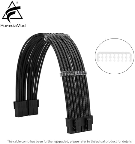 Formulamod Sleeve Extension Power Supply Cable Kit 18AWG ATX 24P+ EPS 8-P+PCI-E8-P with Combs for PSU to Motherboard/GPU (Black) - Image 2