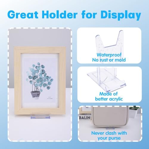 12 Pcs Adjustable Acrylic Display Stand, Clear Purse Stand Holder for Wallet Handbag Bag Jewelry, Plate Display Stands for Book Stationary Gameboy Handhelds & N64 Controllers Cards - Image 3