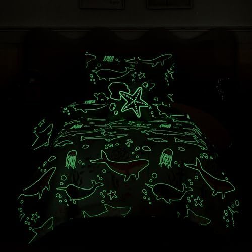 Twin Comforter Set for Girls/Boys-3 Pieces Ocean Glow in the Dark Bedding - Image 3