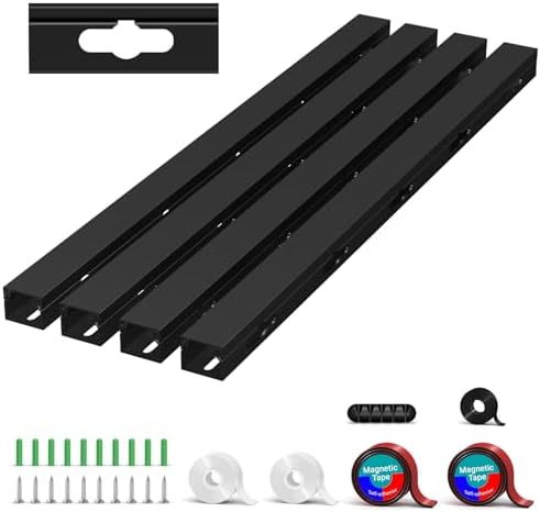 Cable Hider Raceway Kit, Magnetic Cable Management Under Desk with Upgraded Aesthetic Large Hole, Cord Organizer Kit for Hiding Computer, Gaming Desk, Network, Power Cord, TV - 4PCS 4x15.7in Black by Aocii